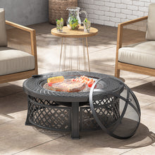 Load image into Gallery viewer, 81CM Garden Fire Pit Brazier Heater BBQ Firepit Table with BBQ Grill