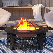 Load image into Gallery viewer, 81CM Garden Fire Pit Brazier Heater BBQ Firepit Table with BBQ Grill