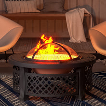 Load image into Gallery viewer, 81CM Garden Fire Pit Brazier Heater BBQ Firepit Table with BBQ Grill