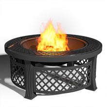 Load image into Gallery viewer, 81CM Garden Fire Pit Brazier Heater BBQ Firepit Table with BBQ Grill