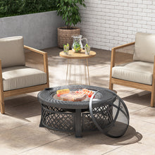 Load image into Gallery viewer, 81CM Garden Fire Pit Brazier Heater BBQ Firepit Table with BBQ Grill