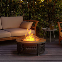 Load image into Gallery viewer, 81CM Garden Fire Pit Brazier Heater BBQ Firepit Table with BBQ Grill