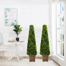 Load image into Gallery viewer, 2pcs Artificial Potted Topiary Trees Garden Yard Ornament with Pot