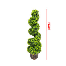 Load image into Gallery viewer, 2pcs Artificial Potted Rotating Topiary Trees Garden Yard Ornament with Pot