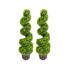 Load image into Gallery viewer, 2pcs Artificial Potted Rotating Topiary Trees Garden Yard Ornament with Pot