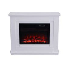 Load image into Gallery viewer, Electric Inset Fireplace Heater Fire Place White Wooden Mantel