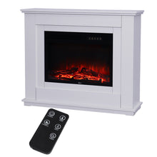 Load image into Gallery viewer, Electric Inset Fireplace Heater Fire Place White Wooden Mantel