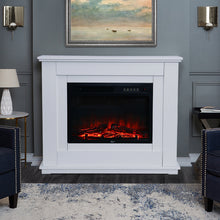 Load image into Gallery viewer, Electric Inset Fireplace Heater Fire Place White Wooden Mantel