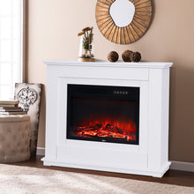 Load image into Gallery viewer, Electric Inset Fireplace Heater Fire Place White Wooden Mantel