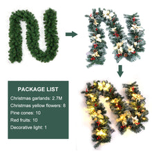 Load image into Gallery viewer, 270cm Spruce Artificial Greenery Christmas Garland with 50 LED Warm White Lights, PM0408
