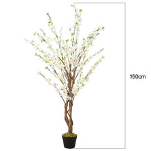 Load image into Gallery viewer, 150CM Faux Silk White Peach Blossom Tree Flowers Branch Potted Plant
