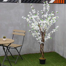 Load image into Gallery viewer, 150CM Faux Silk White Peach Blossom Tree Flowers Branch Potted Plant
