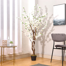 Load image into Gallery viewer, 150CM Faux Silk White Peach Blossom Tree Flowers Branch Potted Plant