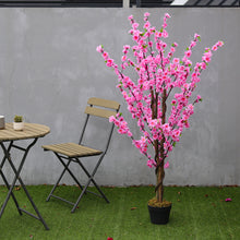 Load image into Gallery viewer, 150CM Faux Silk White Peach Blossom Tree Flowers Branch Potted Plant