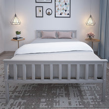 Load image into Gallery viewer, Solid Pine Wood Bed Grey or White