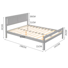 Load image into Gallery viewer, Solid Pine Wood Bed Grey or White