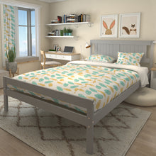 Load image into Gallery viewer, Solid Pine Wood Bed Grey or White