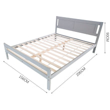 Load image into Gallery viewer, Solid Pine Wood Bed Grey or White