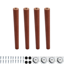 Load image into Gallery viewer, Set of 4 Wooden Beech Furniture Round Legs Feet, Dark Brown