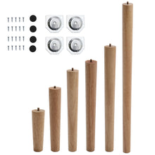 Load image into Gallery viewer, Set of 4 Wooden Oak Furniture Round Legs Feet, Light Brown