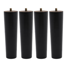 Load image into Gallery viewer, Set of 4 Wooden Oak Furniture Round Legs Feet, Black