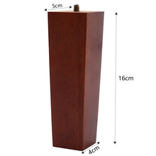 Load image into Gallery viewer, Set of 4 Wooden Oak Furniture Square Legs Feet, Dark Brown