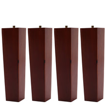 Load image into Gallery viewer, Set of 4 Wooden Oak Furniture Square Legs Feet, Dark Brown