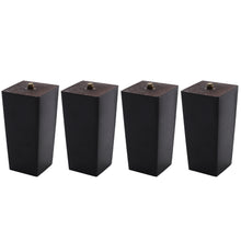Load image into Gallery viewer, Set of 4 Wooden Oak Furniture Square Legs Feet, Black