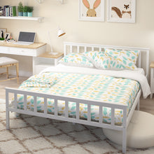 Load image into Gallery viewer, Solid Pine Wood Bed Grey or White