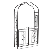 Load image into Gallery viewer, Metal Archway with Gate Garden Steel Frame Gate Arbour Trellis