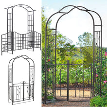 Load image into Gallery viewer, Metal Archway with Gate Garden Steel Frame Gate Arbour Trellis