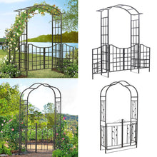 Load image into Gallery viewer, Metal Archway with Gate Garden Steel Frame Gate Arbour Trellis