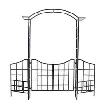 Load image into Gallery viewer, Metal Archway with Gate Garden Steel Frame Gate Arbour Trellis