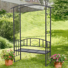 Load image into Gallery viewer, Metal Archway with Gate Garden Steel Frame Gate Arbour Trellis