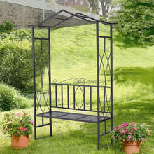 Load image into Gallery viewer, Metal Archway with Gate Garden Steel Frame Gate Arbour Trellis