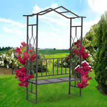 Load image into Gallery viewer, Metal Archway with Gate Garden Steel Frame Gate Arbour Trellis