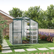 Load image into Gallery viewer, 6ft x 6ft Garden Greenhouse Aluminium Polycarbonate Green Plant Housing With Base