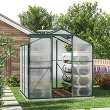 Load image into Gallery viewer, 6ft x 6ft Garden Greenhouse Aluminium Polycarbonate Green Plant Housing With Base