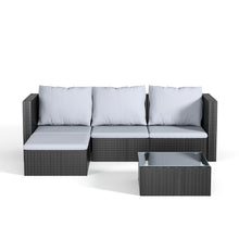 Load image into Gallery viewer, Set of 5 Outdoor Garden Furniture Set, 4-Seater Rattan Corner Sofa, Patio Conversation set