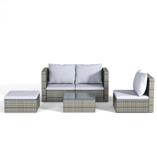 Load image into Gallery viewer, Set of 5 Outdoor Garden Furniture Set, 4-Seater Rattan Corner Sofa, Patio Conversation set
