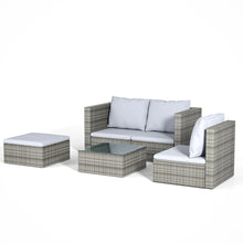 Load image into Gallery viewer, Set of 5 Outdoor Garden Furniture Set, 4-Seater Rattan Corner Sofa, Patio Conversation set