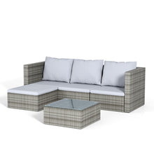 Load image into Gallery viewer, Set of 5 Outdoor Garden Furniture Set, 4-Seater Rattan Corner Sofa, Patio Conversation set