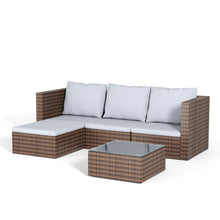 Load image into Gallery viewer, Set of 5 Outdoor Garden Furniture Set, 4-Seater Rattan Corner Sofa, Patio Conversation set