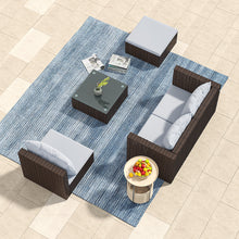 Load image into Gallery viewer, Set of 5 Outdoor Garden Furniture Set, 4-Seater Rattan Corner Sofa, Patio Conversation set