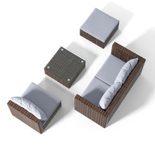 Load image into Gallery viewer, Set of 5 Outdoor Garden Furniture Set, 4-Seater Rattan Corner Sofa, Patio Conversation set