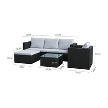 Load image into Gallery viewer, Set of 6 Outdoor Garden Furniture Set, Rattan Corner Sofa, Patio Conversation set