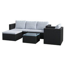 Load image into Gallery viewer, Set of 6 Outdoor Garden Furniture Set, Rattan Corner Sofa, Patio Conversation set