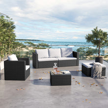 Load image into Gallery viewer, Set of 6 Outdoor Garden Furniture Set, Rattan Corner Sofa, Patio Conversation set