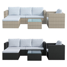 Load image into Gallery viewer, Set of 6 Outdoor Garden Furniture Set, Rattan Corner Sofa, Patio Conversation set