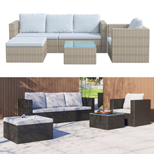 Load image into Gallery viewer, Set of 6 Outdoor Garden Furniture Set, Rattan Corner Sofa, Patio Conversation set